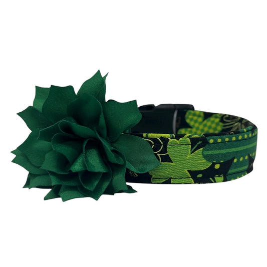 St. Patrick's Day Shamrock Dog Collar with Flower