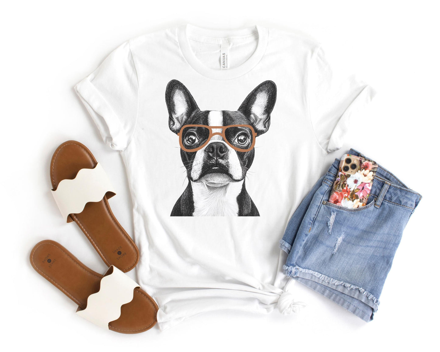 Boston Terrier In Glasses Shirt