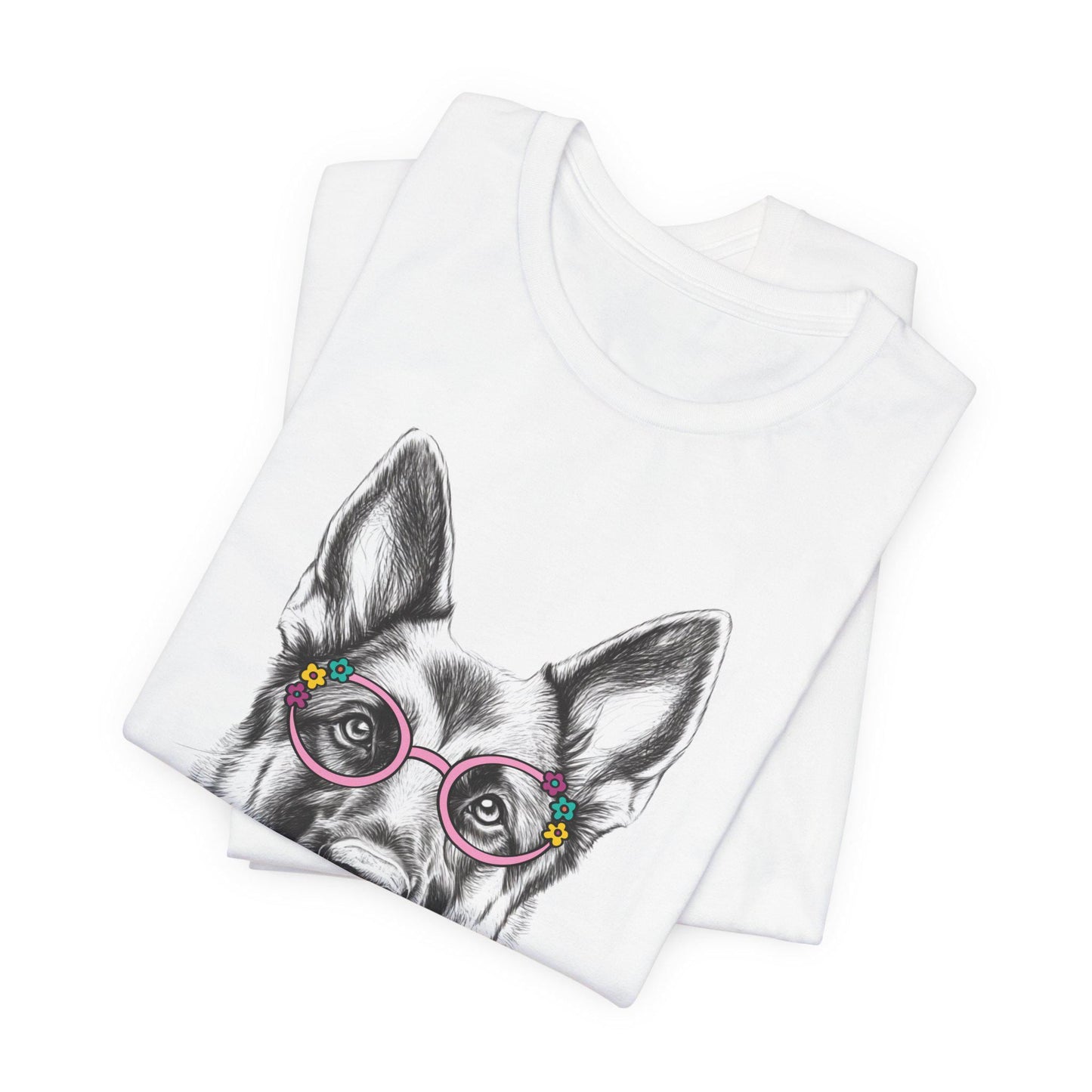 German Shepherd in Glasses Shirt