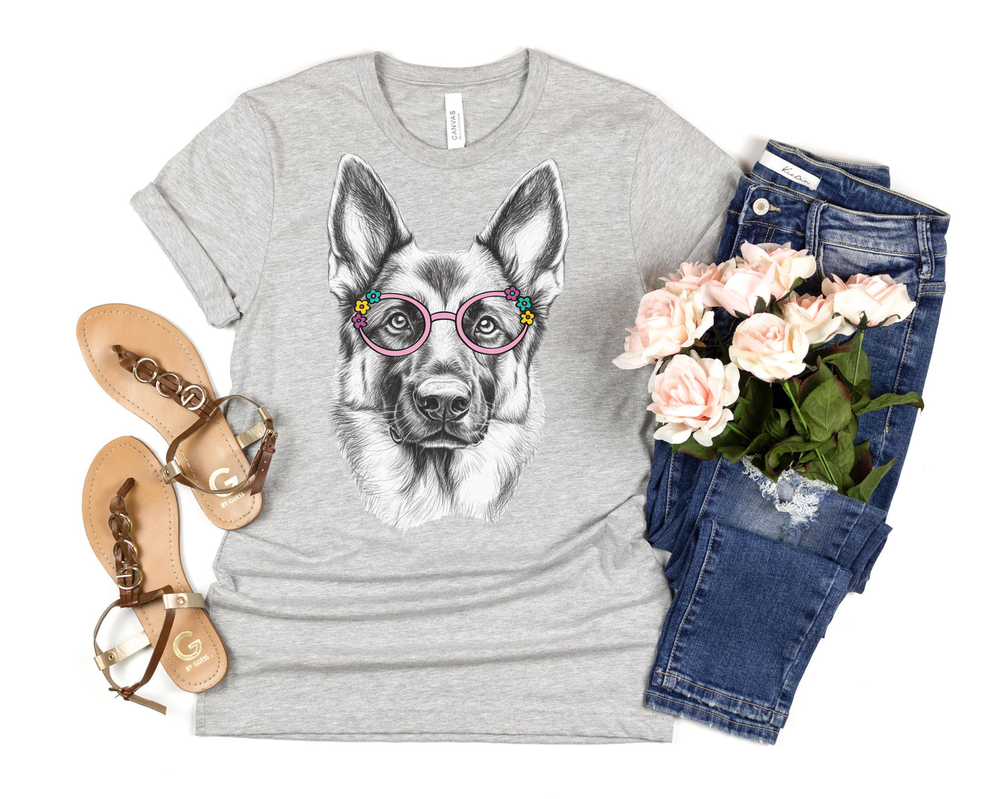 German Shepherd in Glasses Shirt