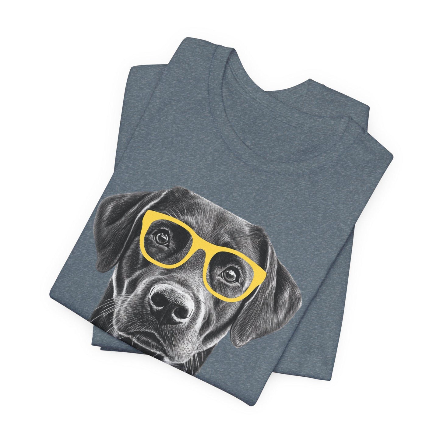 Black Lab in Glasses Shirt