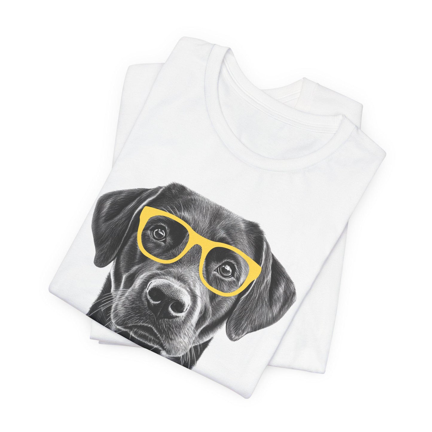 Black Lab in Glasses Shirt