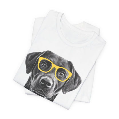 Black Lab in Glasses Shirt