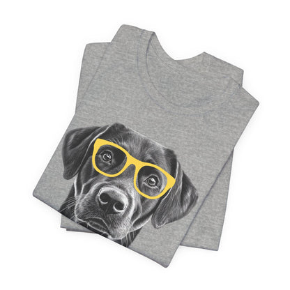 Black Lab in Glasses Shirt