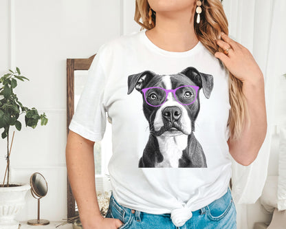 Pit Bull In Glasses Shirt