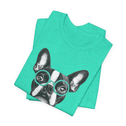 Boston Terrier In Glasses Shirt