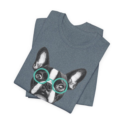 Boston Terrier In Glasses Shirt