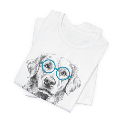 Golden Retriever in Glasses Shirt