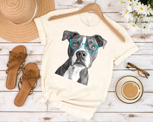 Pit Bull in Glasses Shirt