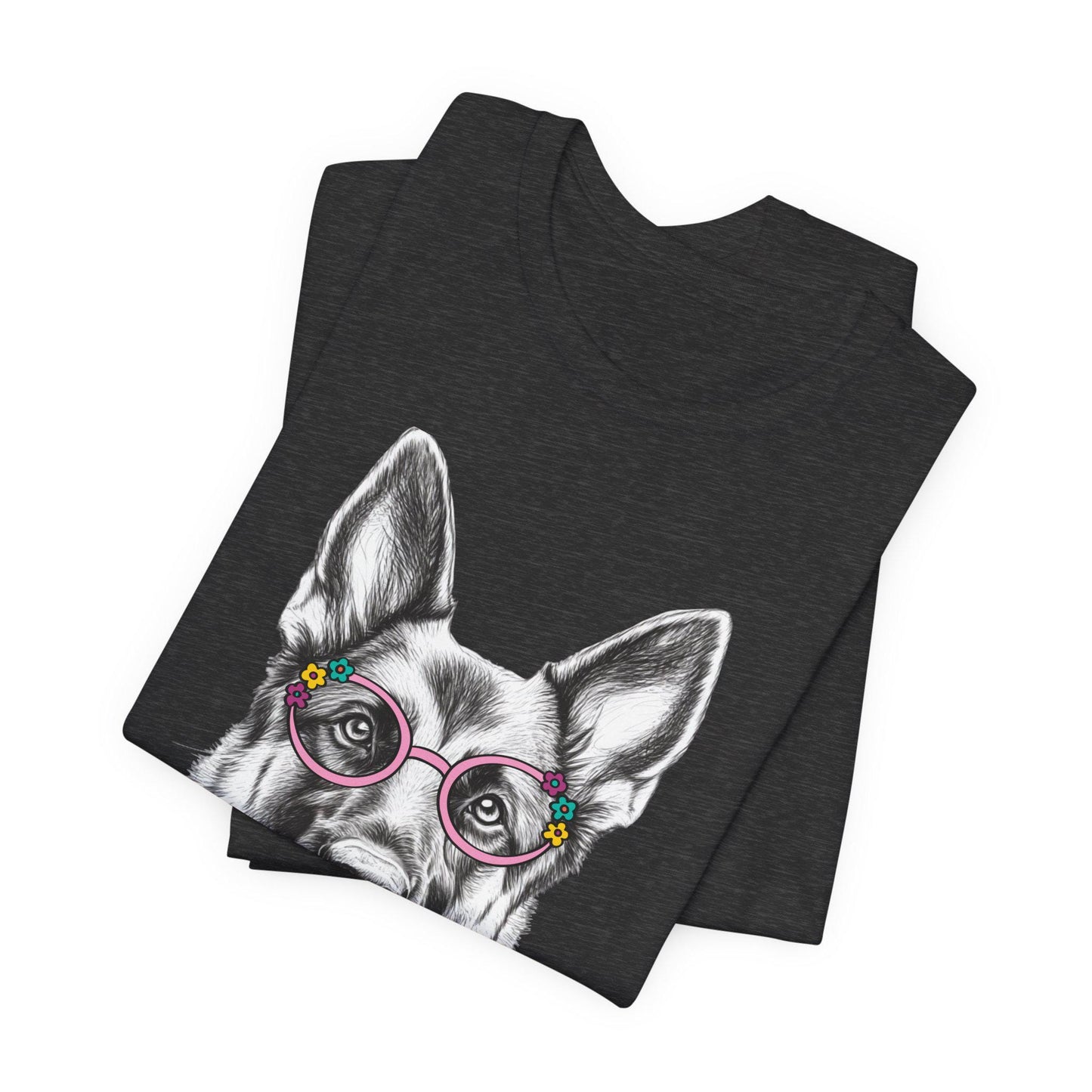 German Shepherd in Glasses Shirt