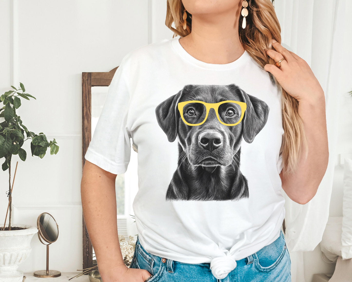 Black Lab in Glasses Shirt