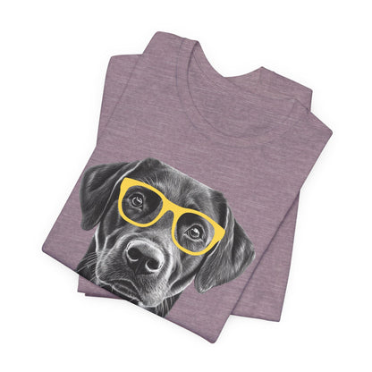 Black Lab in Glasses Shirt