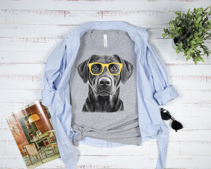 Black Lab in Glasses Shirt