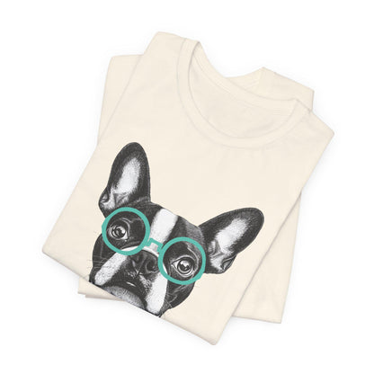 Boston Terrier In Glasses Shirt