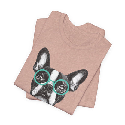 Boston Terrier In Glasses Shirt