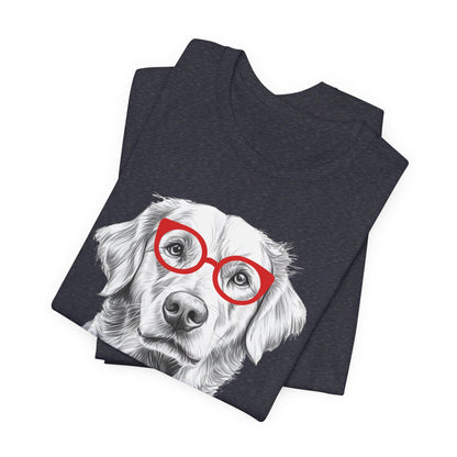 Golden Retriever in Glasses Shirt