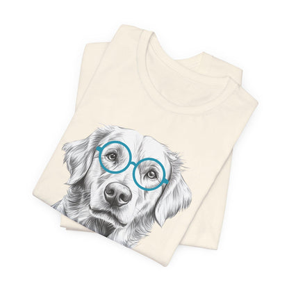 Golden Retriever in Glasses Shirt