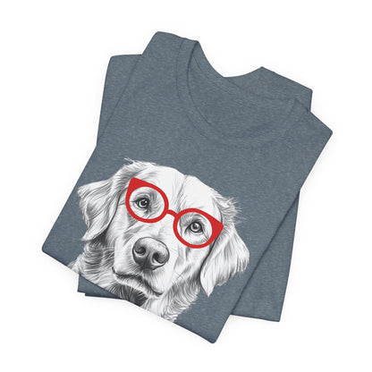Golden Retriever in Glasses Shirt