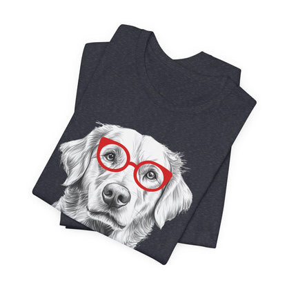 Golden Retriever in Glasses Shirt