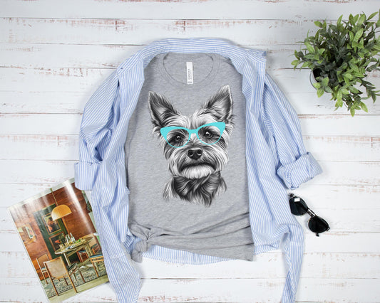 Yorkshire Terrier in Glasses Shirt