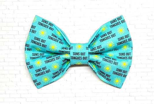 Dog Bow Tie, Bow Tie for Dog, Suns Out, Tongues Out Dog Bow Tie, Doggie Bow Tie, Blue Dog Bow Tie, Dog Collar Accessory, Funny Bow Tie