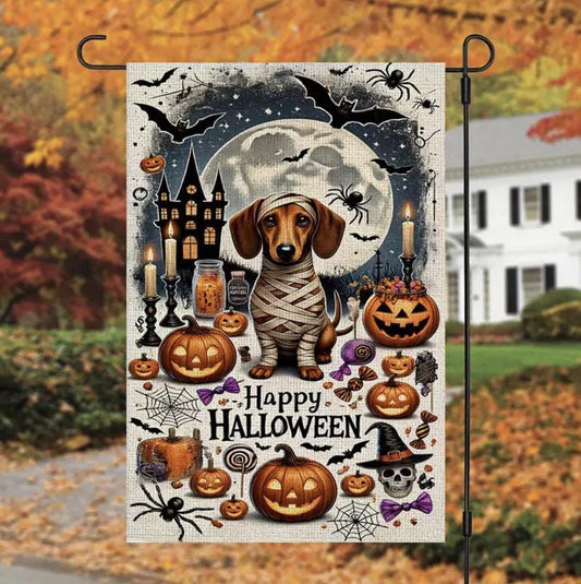 Halloween Dachshund Garden Flag