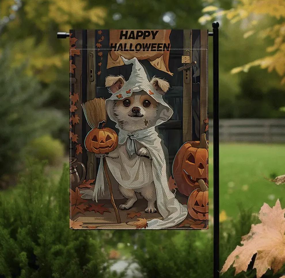 Chihuahua Garden Flag, Halloween Chihuahua Garden Flag, Dog Garden Flag, Fall Garden Flag, Chihuahua Flag, Fall Dog Flag, Garden Flag