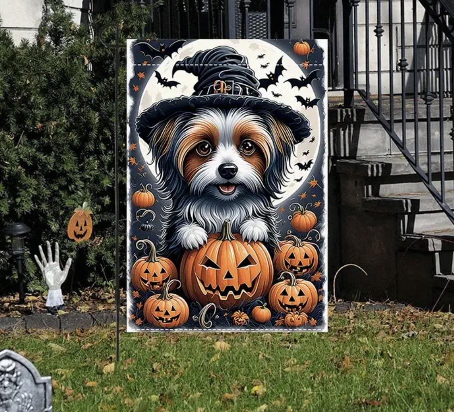 Halloween Dog Garden Flag, Halloween Garden Flag, Dog Garden Flag, Halloween Garden Flag, Dog Flag, Halloween Dog Flag, Garden Flag