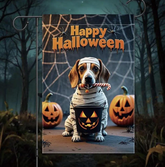 Halloween Beagle Garden Flag
