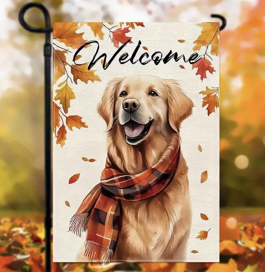 Golden Retriever Garden Flag, Halloween Golden Retriever Garden Flag, Dog Garden Flag, Golden Retriever Flag, Fall Dog Flag, Garden Flag