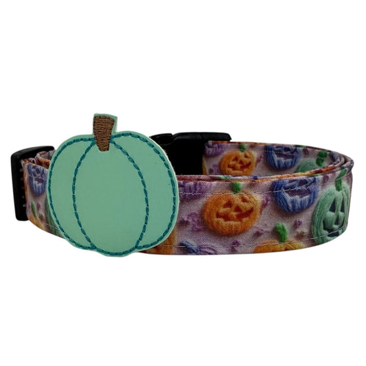 Halloween Dog Collar, Pumpkin Dog Collar with Embellishment, Embroidered Pumpkin Dog Collar, Colorful Pumpkin Collar, Collar for Halloween