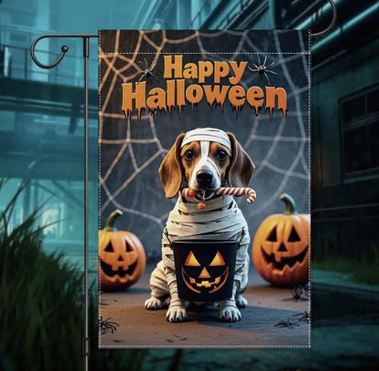 Halloween Beagle Garden Flag