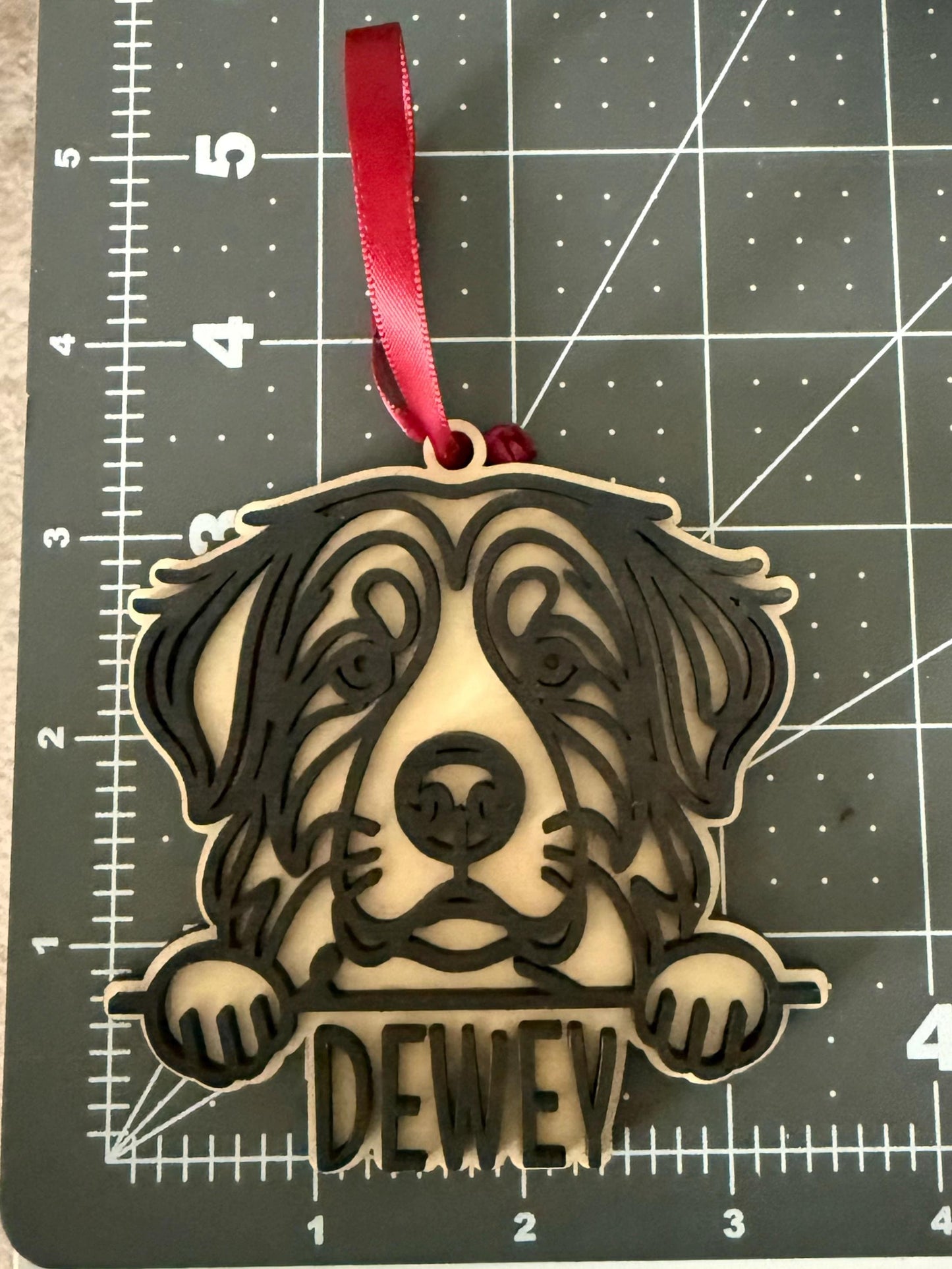 Personalized Peeking Dog Christmas Ornament
