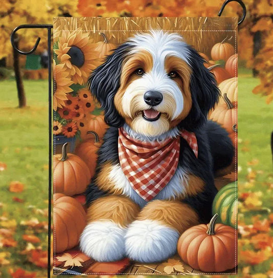 Doodle Garden Flag, Fall Doodle Garden Flag, Dog Garden Flag, Fall Garden Flag, Dog Garden Flag, Fall Dog Flag, Garden Flag