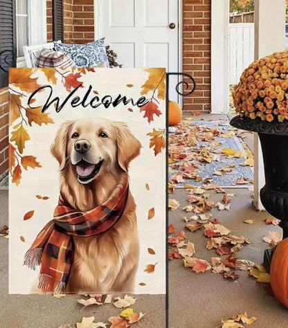 Golden Retriever Garden Flag, Halloween Golden Retriever Garden Flag, Dog Garden Flag, Golden Retriever Flag, Fall Dog Flag, Garden Flag