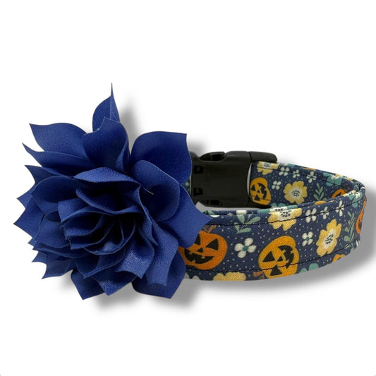 Jack O'lantern Dog Collar with Flower