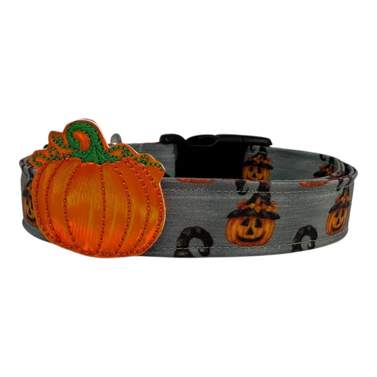 Halloween Dog Collar, Jack O Lantern Pumpkin Dog with Embellishment, Pumpkin Dog Collar,  Collar for Halloween, Halloween Collar