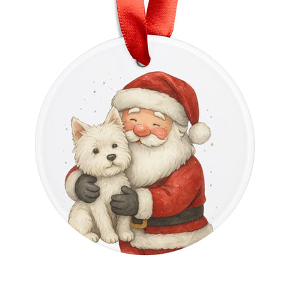 Westie Christmas Ornament, Santa and Dog Ornament, Christmas West Highland Terrier Ornament, Santa Christmas Ornament