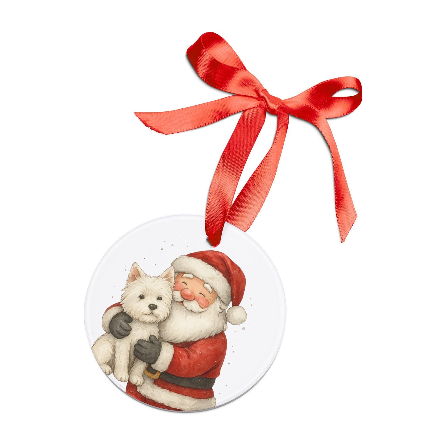 Westie Christmas Ornament, Santa and Dog Ornament, Christmas West Highland Terrier Ornament, Santa Christmas Ornament