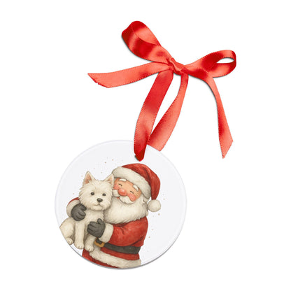 Westie Christmas Ornament, Santa and Dog Ornament, Christmas West Highland Terrier Ornament, Santa Christmas Ornament
