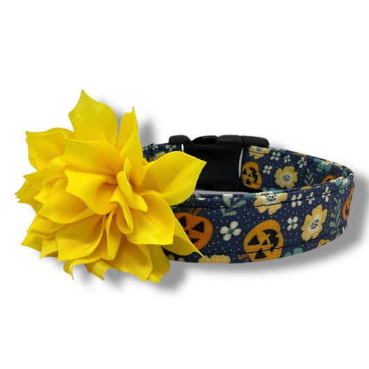 Jack O'lantern Dog Collar with Flower