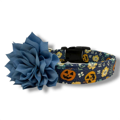 Jack O'lantern Dog Collar with Flower