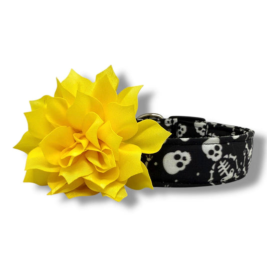 Skeleton Dog Collar with Flower