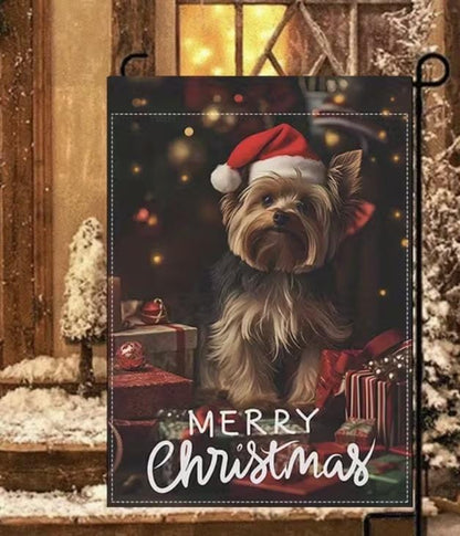 Christmas Yorkie Garden Flag