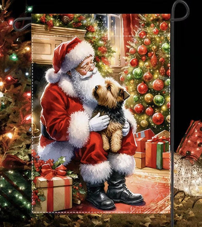 Christmas Yorkie Garden Flag