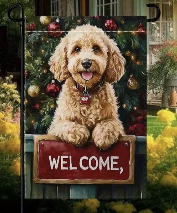 Christmas Golden Doodle Flag