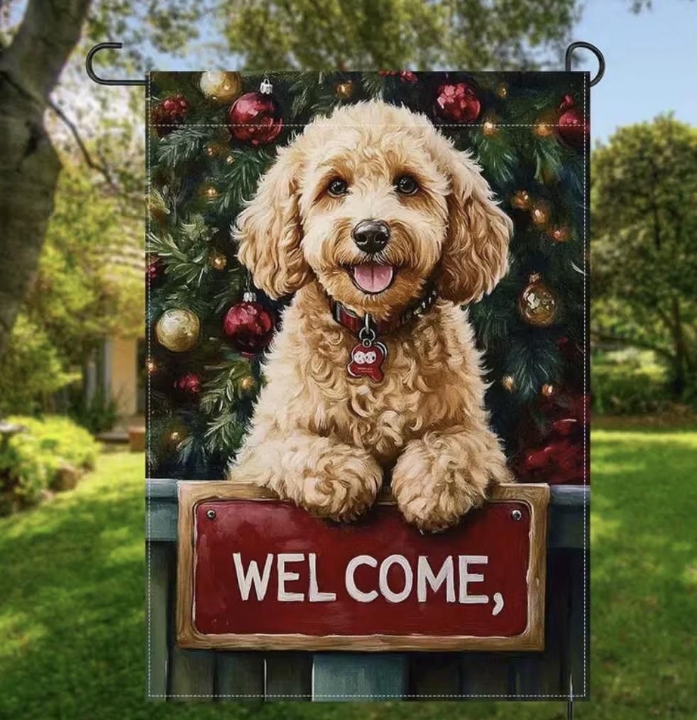 Christmas Golden Doodle Flag