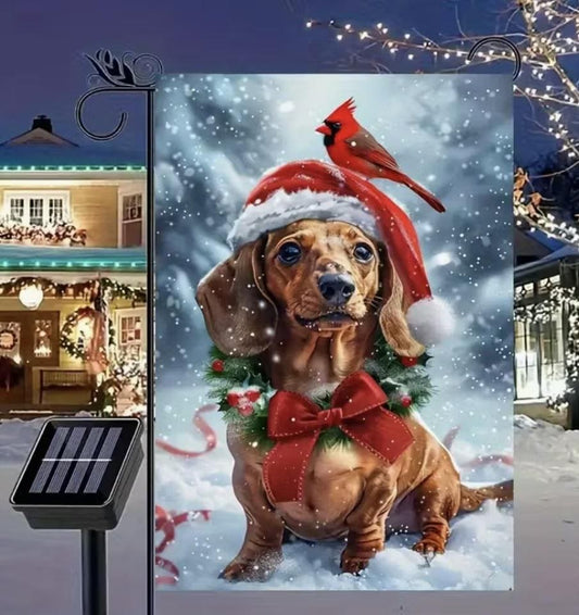 Christmas Dachshund Garden Flag