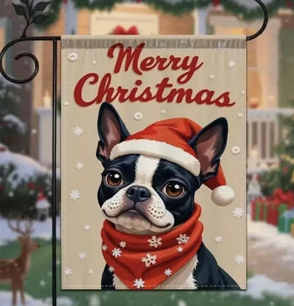 Christmas Boston Terrier Garden Flag