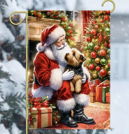 Christmas Yorkie Garden Flag